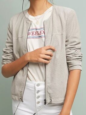 BAGATELLE COLLECTION
Perforated bone suede Women's Bomber Jacket